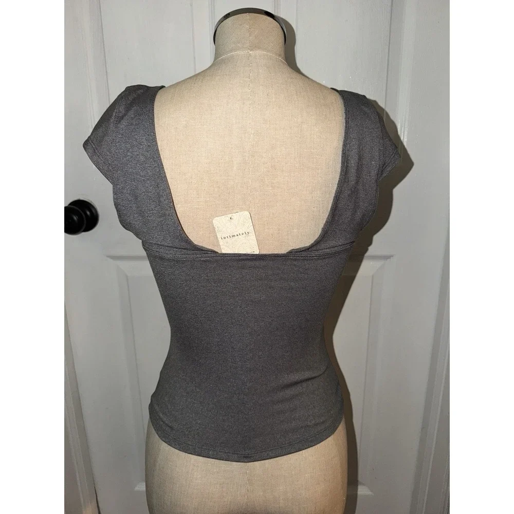 NEW Free People Duo Corset Top Gray Plunge V Neck Size M